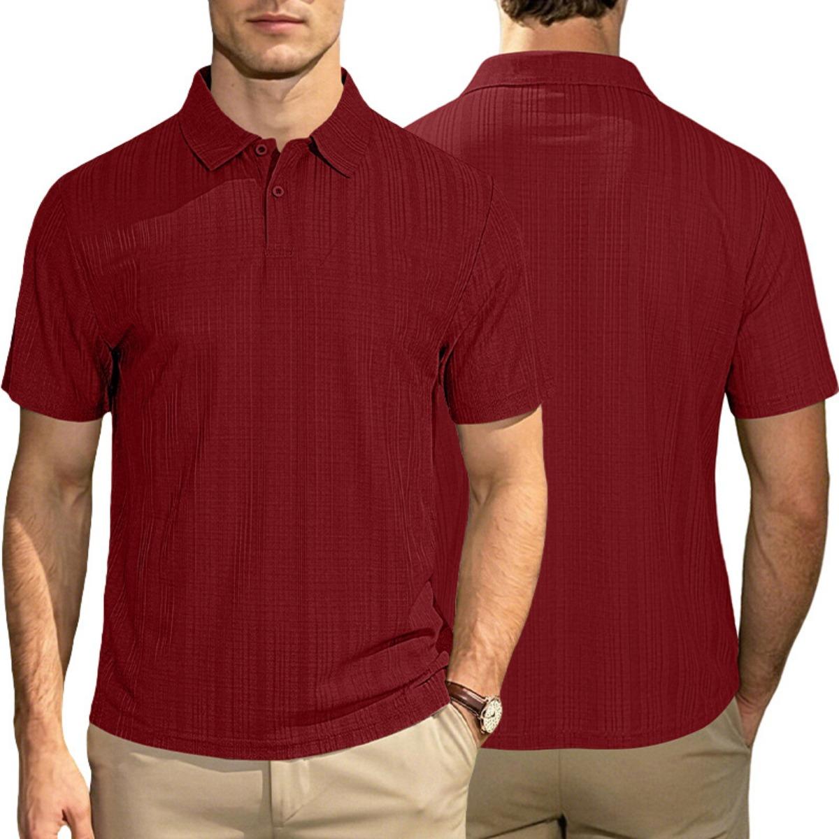 

2026 Men s Summer Small Check Collar Lightweight Plain Short-Sleeved Quick-Drying Breathable Large-Sized Shirt 3XL кларет
