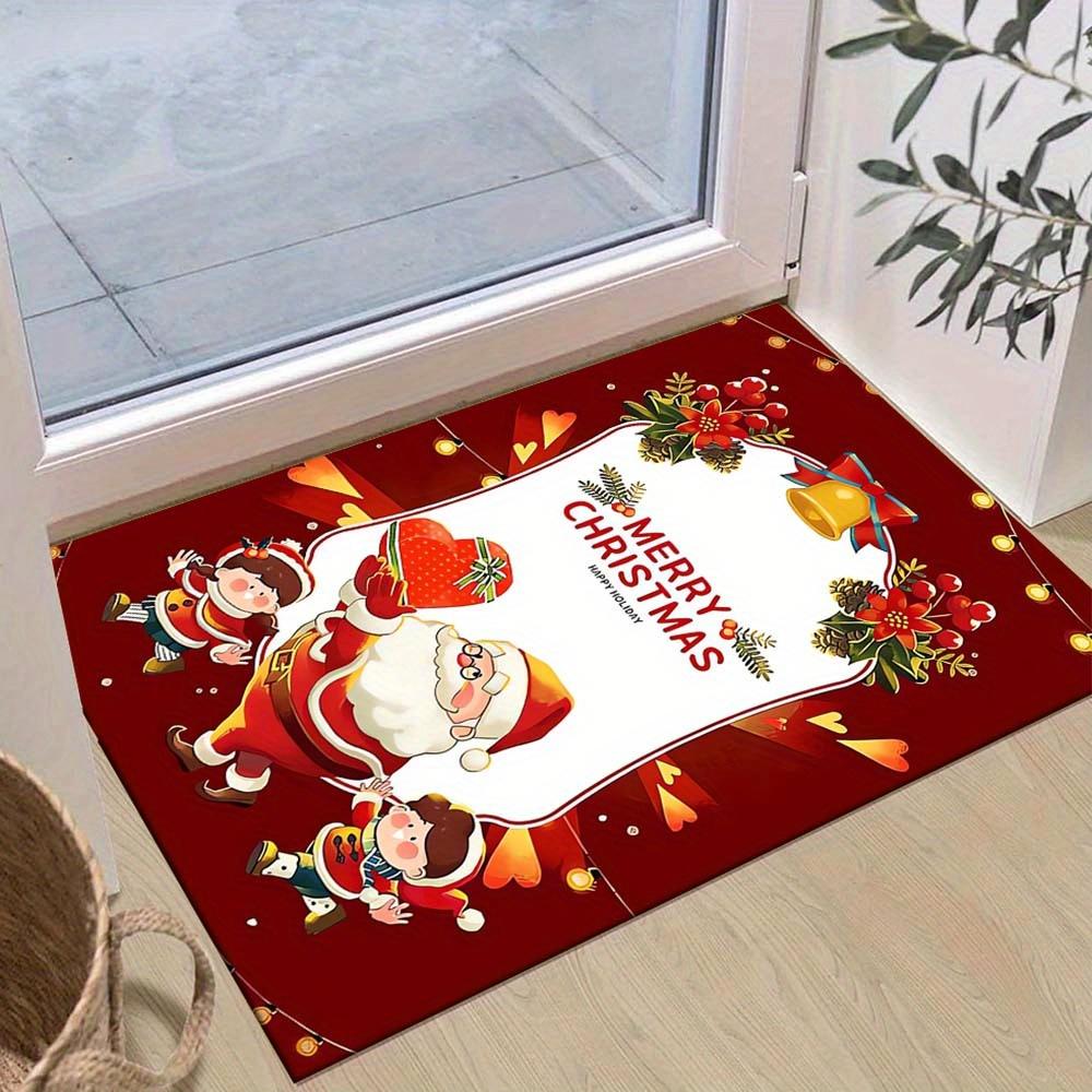 

1pc Christmas Themed Rug, Santa Claus Delivering Gifts Print, Bedside Carpet, Non slip Laundry Room Mat, Machine Washable Water Absorbing En 60cm by 90cm