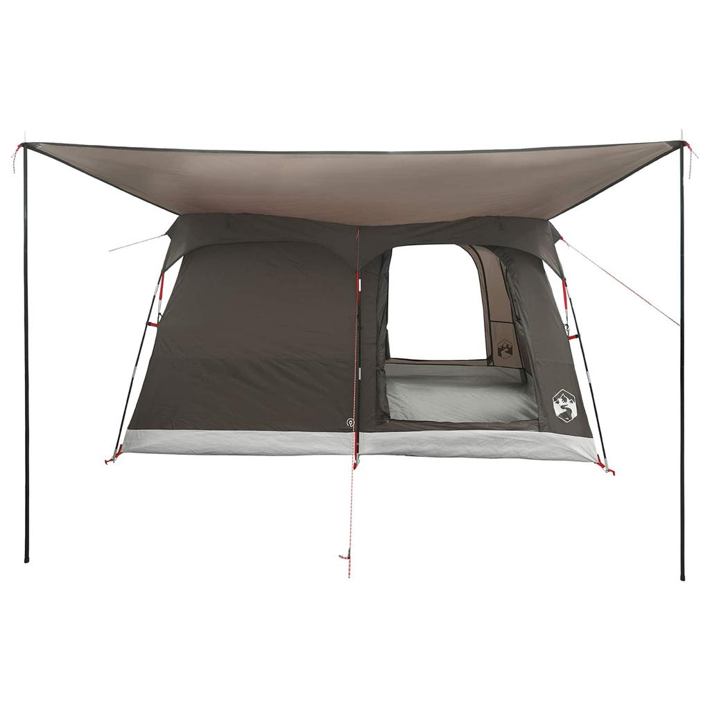 Family Tent with Roof Brown & Grey 380 x 260 x 190 cm Polyester