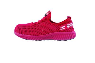 Xebec Safety Shoes, Work Shoes, 85412, Mesh, Breathable, Shock-Absorbing, Lightweight, Slip-On, Anti-Moisture, Elastic Laces, Red, Size 26.5 Cm