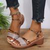 Sandály na klínku pro ženy Sandály 4,5 cm podpatky zlaté Platforma Dámské sandály Letní boty Chaussures Femme
