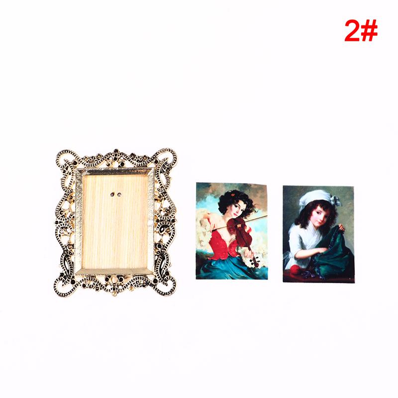 Dollhouse Miniatures 1/12 European Vintage Picture Frame Hanging Famous Painting Mural Wall Picture Photo Frame Simulation Model