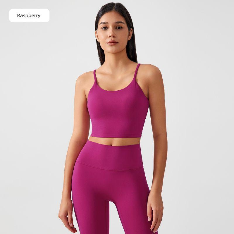 Lu Same Sports Vest Female Outwear Semi-Fixed One-Piece Cup Bubble Wrap Push up Sports Bra Workout Yoga Vest