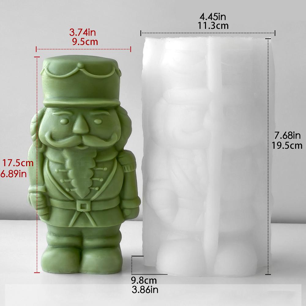 Shorty Nutcracker Statue Silicone Candle Mold Christmas Decor Silicone Mold Dinner Soy Wax Silicone Mould for Scented Candle