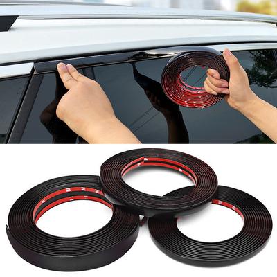 Tira de Carrocería Negra Brillante para Exterior, Parachoques, Moldura Protectora de Puerta, Adorno de Estilo, Adhesivo 6mm 8mm 10mm 12mm 15mm 20mm 30mm