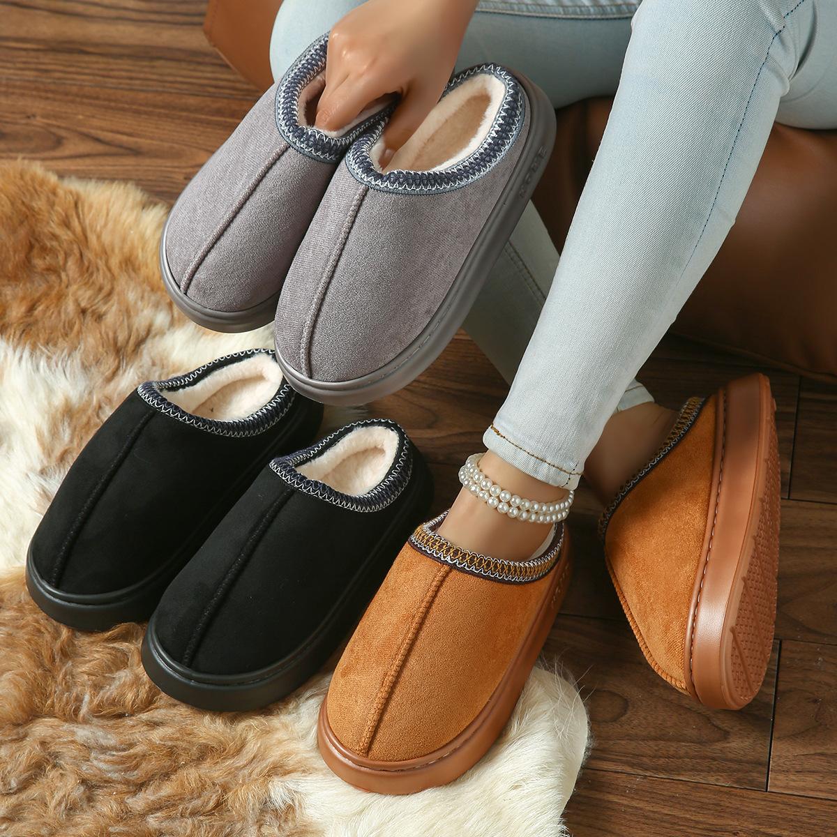 

Platform Fluffy Slippers Women and Men House Flats Fashion Plush Winter Shoes Ladies Home Elegant Casual Footwear Large Size 36