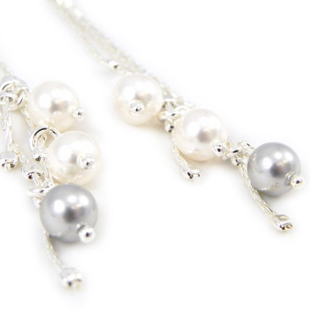 Les Trésors De Lily [G1916] - Silver Earrings 'Sissi' White Gray