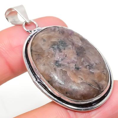 Natural Russian Charoite Gemstone 925 Sterling Silver Gift Pendant 1.97" H4q69