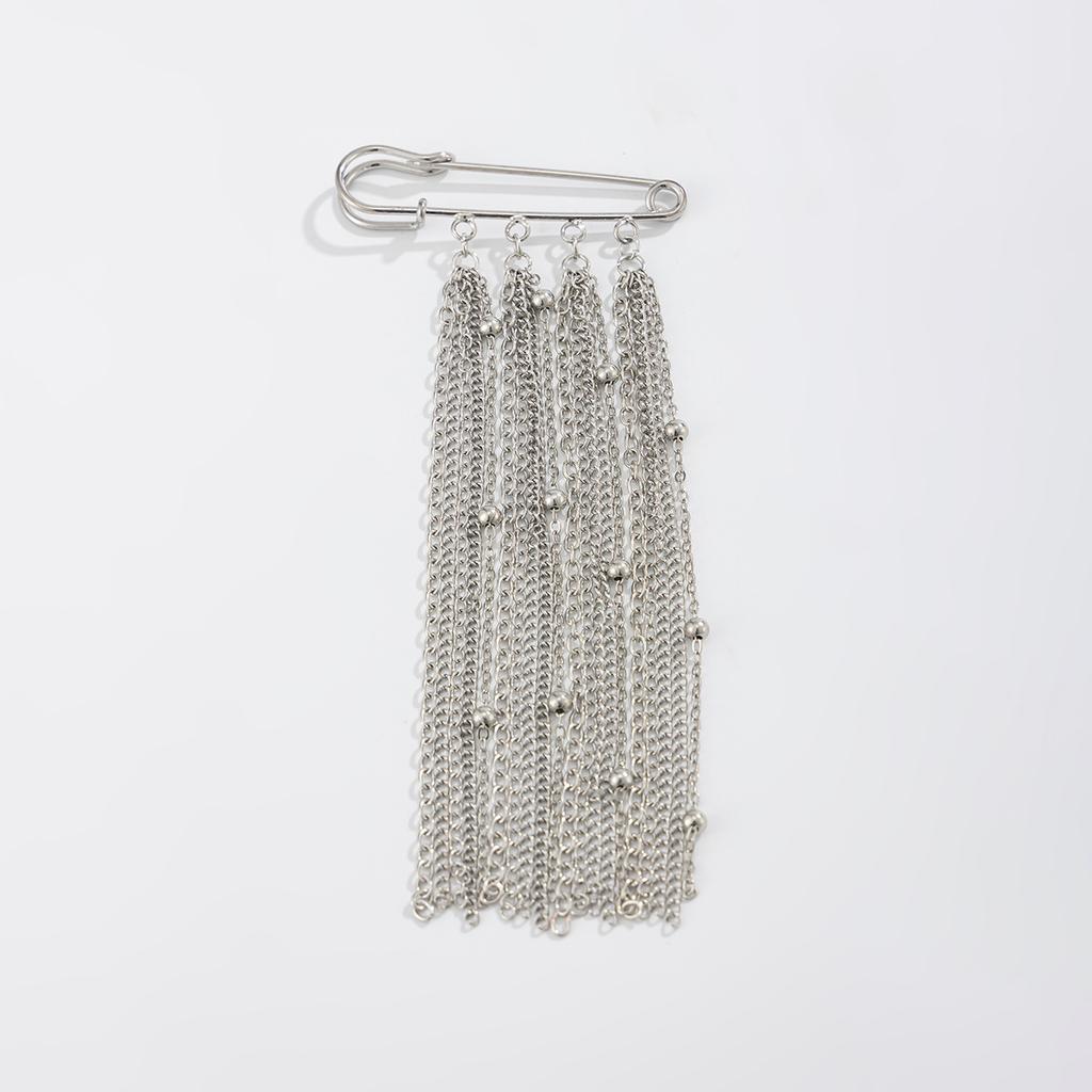 Metal Chain Fringed Pin Brooch, Design Gravel Rivet Pants Anklet Chain Shortened Decoration