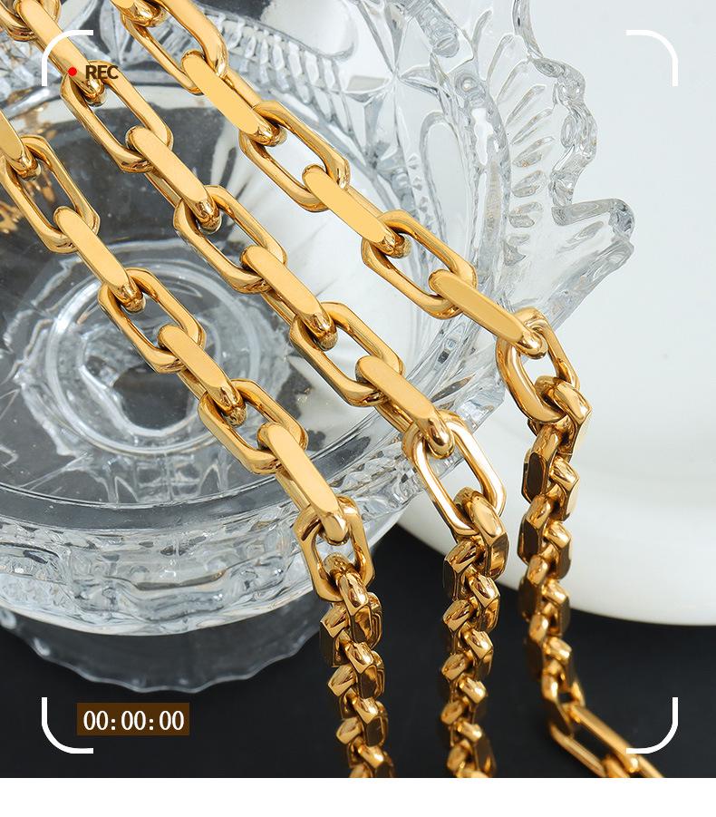 Cuban Chunky Chain Hip Hop Necklace & Bracelet In Titanium & Stainless Steel with 18k Gold, Versatile Unisex Jewelry