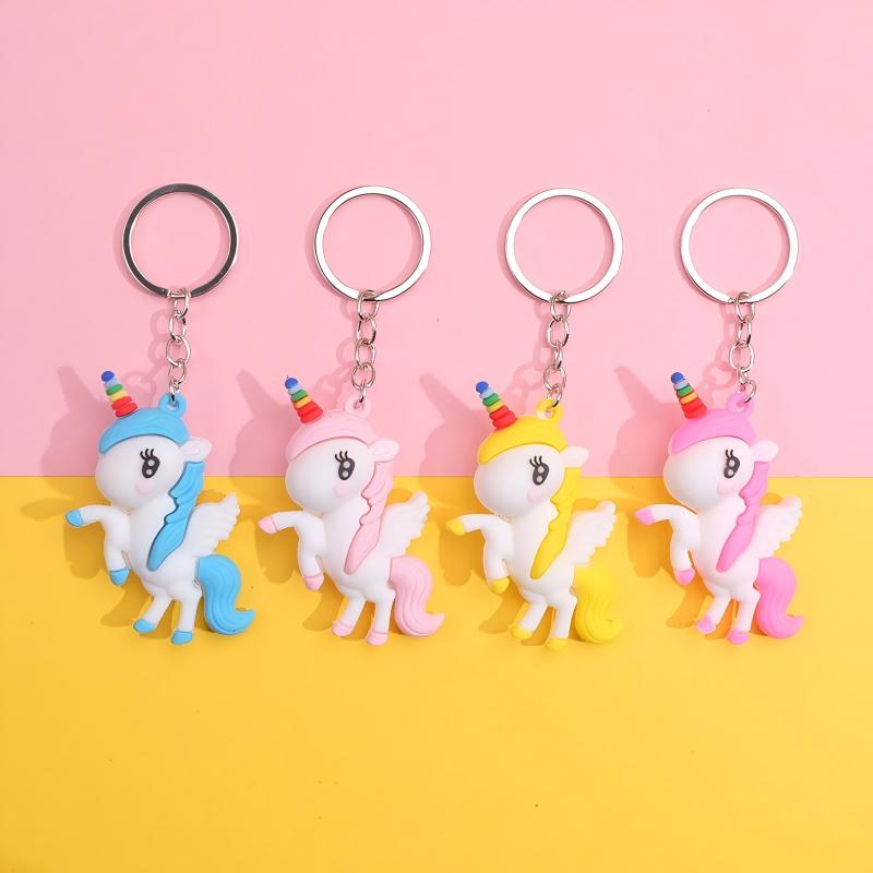 Cartoon Einhorn Schlüsselanhänger Zubehör Tasche Anhänger Niedlich Lustig Rucksack Anhänger Schlüsselring Dekor Geschenke Für Freunde PVC Simulation Einhorn