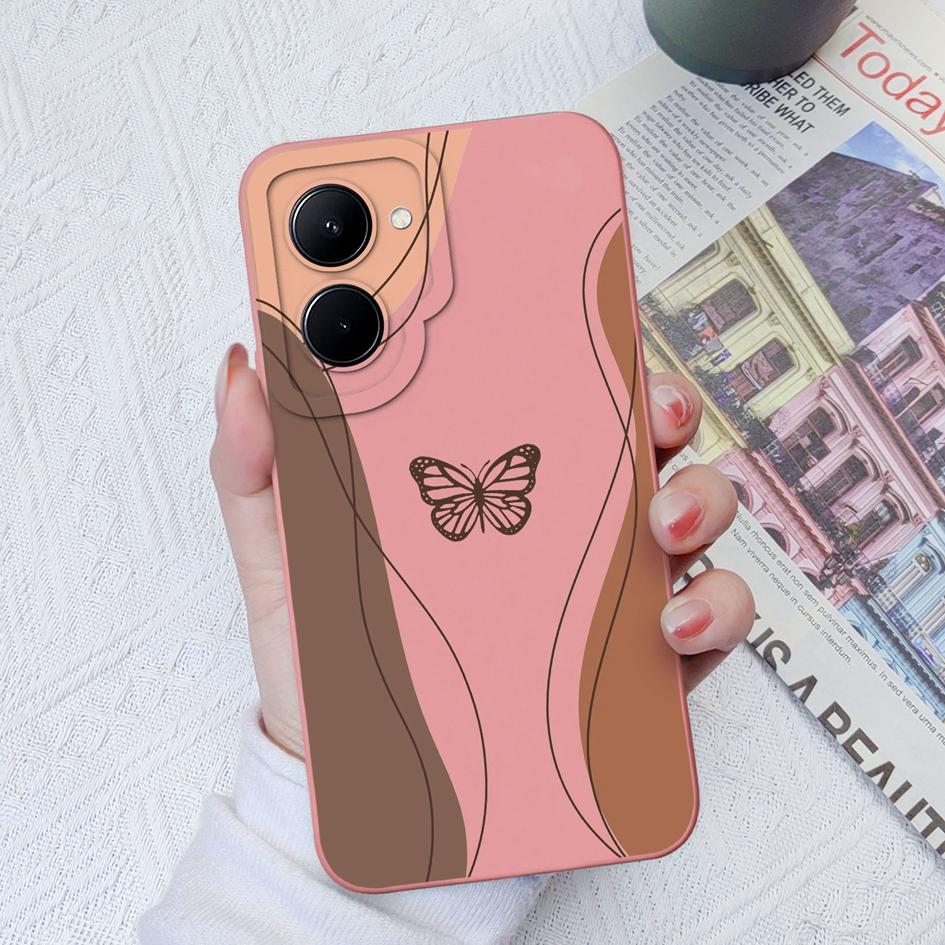 Case For OPPO Realme C33 C35 C55 C11 12 15 17 20 30 Realme GT2 Pro Fashion Sunflower Butterfly Liquid Silicone Soft TPU For Realme Coque Fundas Bumper