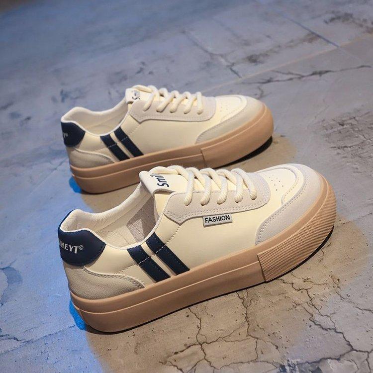 

thick-soled German training shoes 2025 summer new retro board shoes sports thin casual women s shoes Korean version Forrest Gump white shoes 40 тёмно-синий