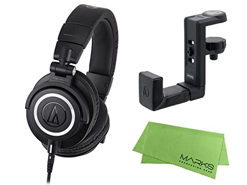 

Audio Technica Professional Monitor Headphones Black Headphone Hanger Set Cloth - ATH-M50x + AT-HPH300 [Marks Included]