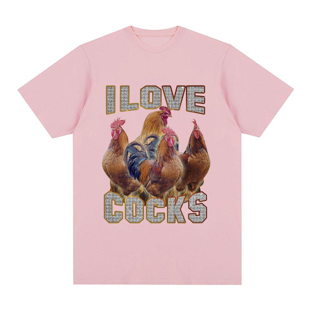 Miluji kohouty Vtipné kohoutí meme tričko Milovníci kuřat Tričko s krátkým rukávem Pánské Dámské 100% bavlna Nadrozměrná trička Streetwear