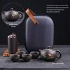 Portable Purple Clay Gongfu Tea Set: Includes 1 Pot and 4 Cups with Ceramic Dry Brew Travel Bag for Outdoor Use.
