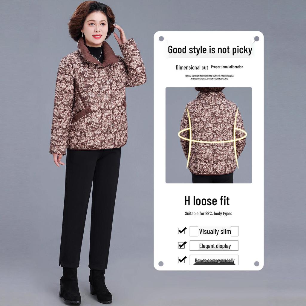 Women's 2025 Winter Down Jacket - New Style for Middle-Aged and Elderly - Stylish Cotton-Padded Petite Outerwear for Mothers