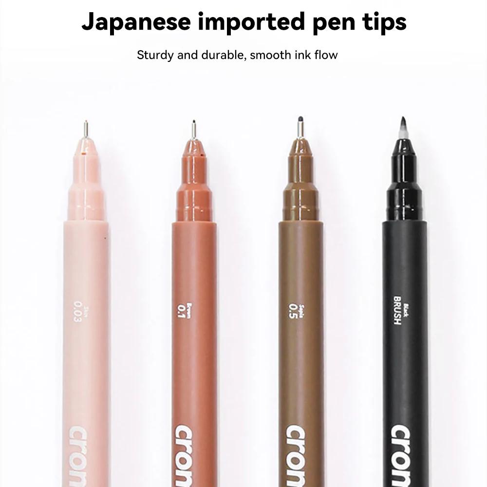 Micron Liner Fineliner Pen 0.05 0.03 0.1 0.5 Brush Tip Black Brown Fineliner Sketching Manga Drawing Pen Color Sketch Stationery