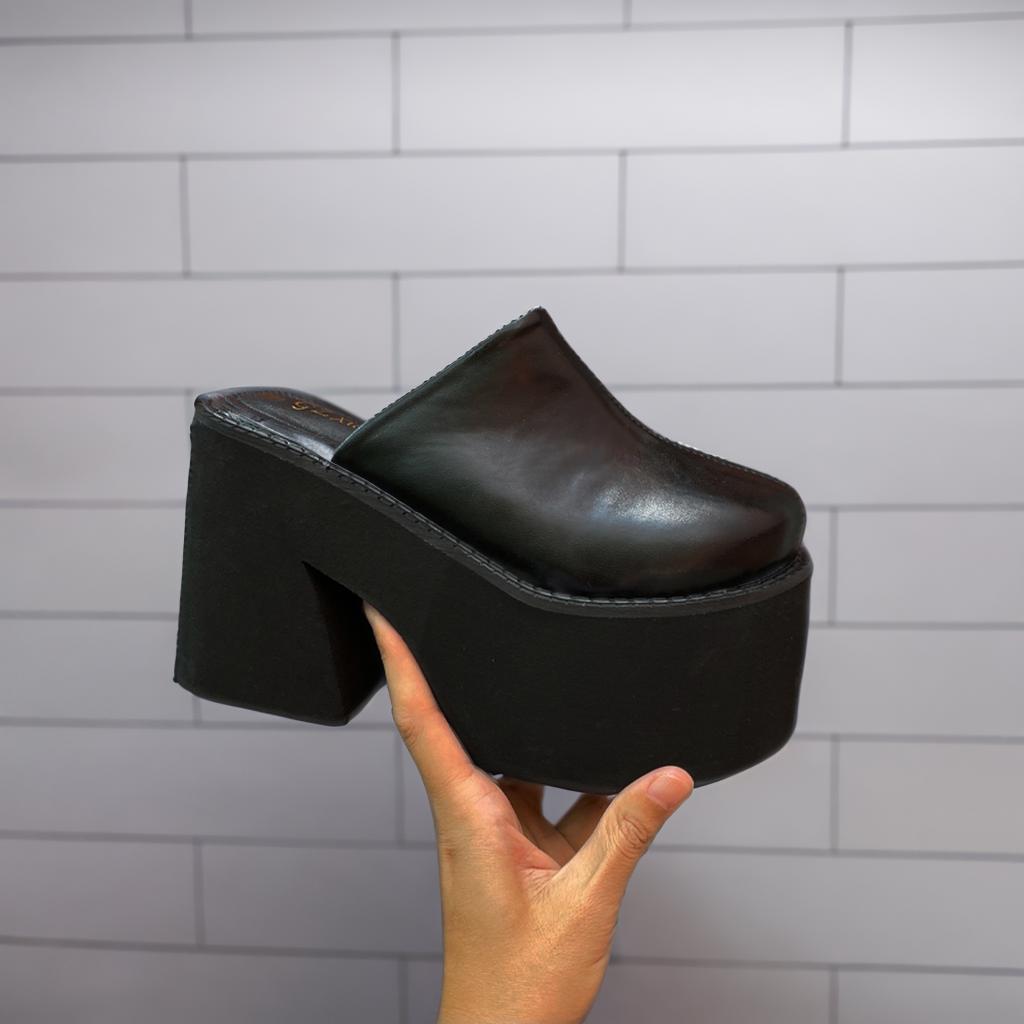 Sandale Negre Vară Papuci Femei Baotou Platformă Tendință Tocuri Înalte Pantofi Dama Pompe Negru Piele Moale Papuci Groși Mujer