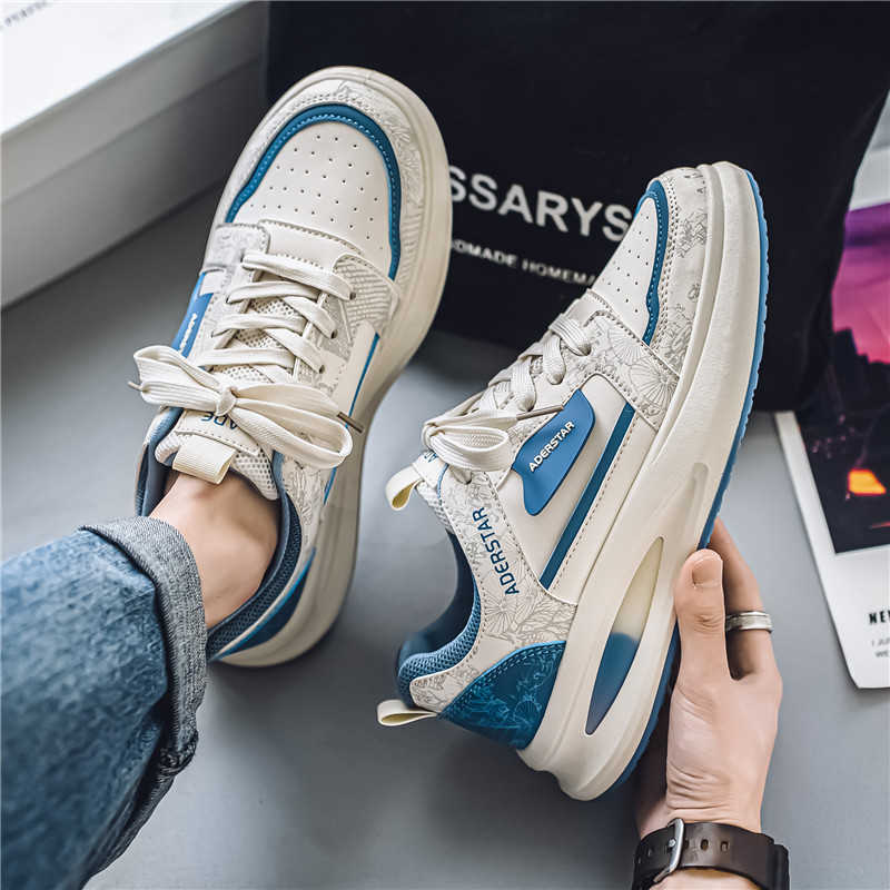 Fashion Thick-heeled Lace-up Khaki Men's Shoes Woven Mens Luxury Designer Sneakers Boots Without Heels Sports Importers