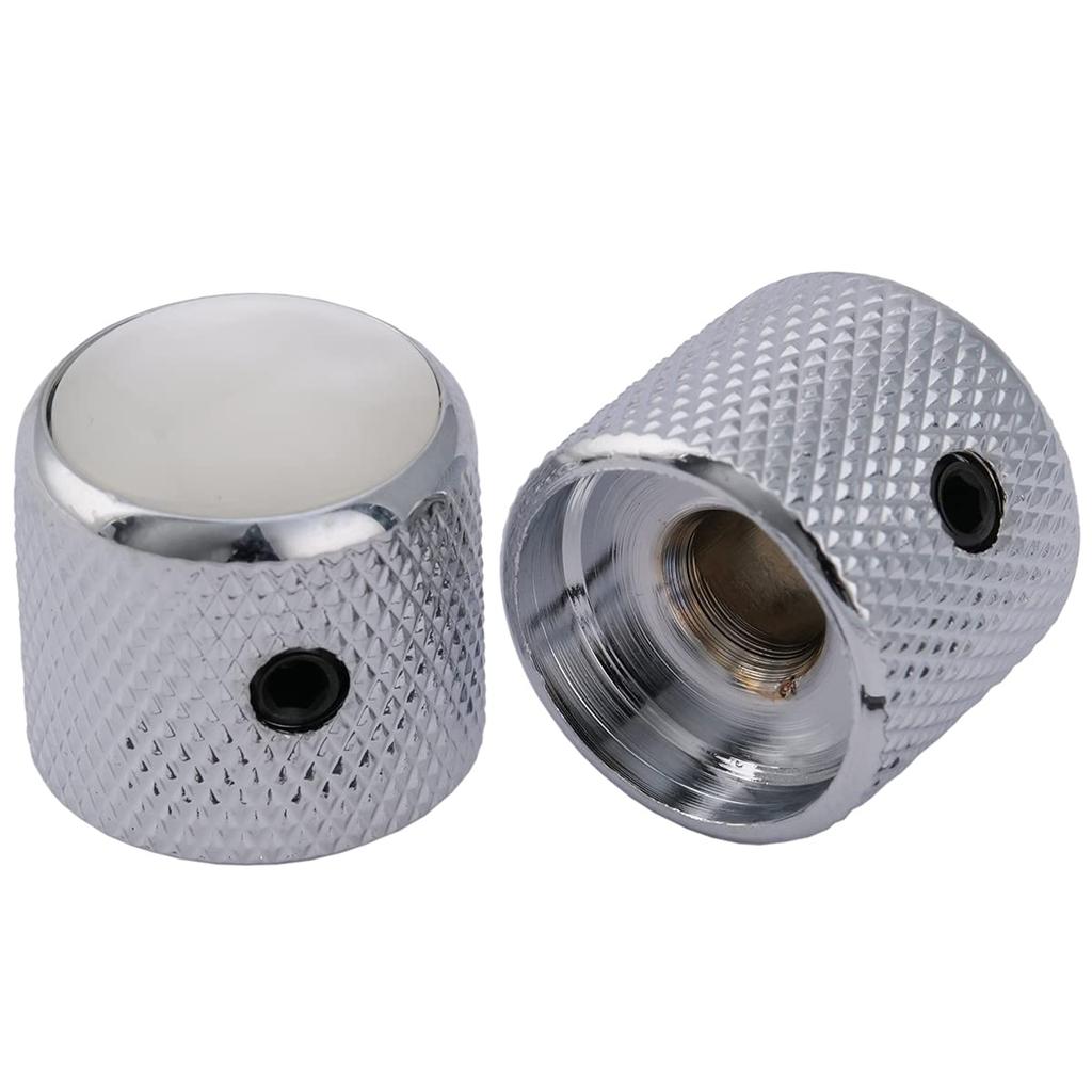 Musiclily Pro 6mm Steel Dome Guitar Knobs with White Pearl Tops and Screw Mounts for Telecaster Electric Guitars and Precision Chrome of Basses, (Set