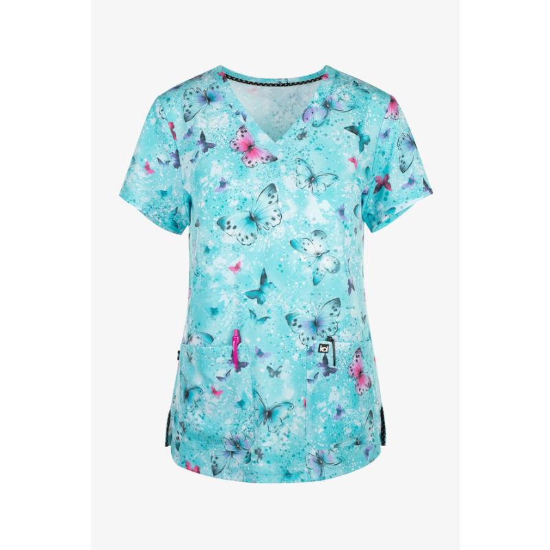 Healthcare Uniform Nurse Clinic Nursing Butterfly Workwear Hospital T-shirt Tee Short Sleeve Blouse Carer Working Women Medical