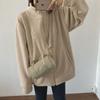 Damen-Sweatshirt, einfarbig, dick, lässig, Rollkragenpullover, modisch, Reißverschluss, Strickjacke, warme Jacke