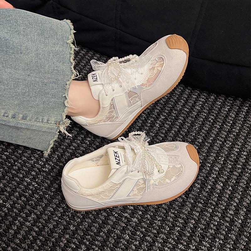 Fashion Shoes Woman 2025 Slip On Sneakers Tennis Female Ballet Flats New Sports Breathable Summer Ballerinas Small Casual Golden Lace