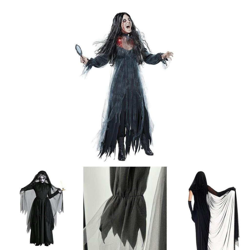 Female Zombie Bride Costume Halloween Cosplay Party Ghost Witch Or Vampire Outfit Polyester Fabric