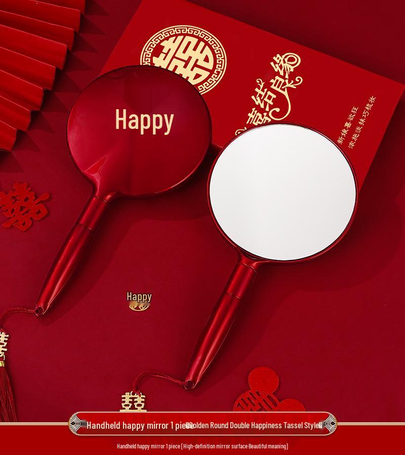 Double Happiness Red Wood Bride Gift Set: Mirror & Comb Collection