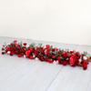 Uflower Artificial Red Rose with Green Leaves Silk Flower Runner for Wedding Table Centerpiece Floral Arrangement Home Decor