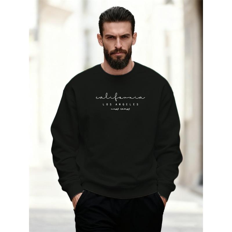 Men'S Casual Round-Neck Sweatshirt with California Los Angeles Graphic Design