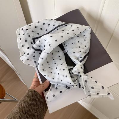 Vintage Pastoral Style Summer Triangle Headscarf Silk Lattice Fresh Floral Headband French Polka Dot Women Hair Band Children