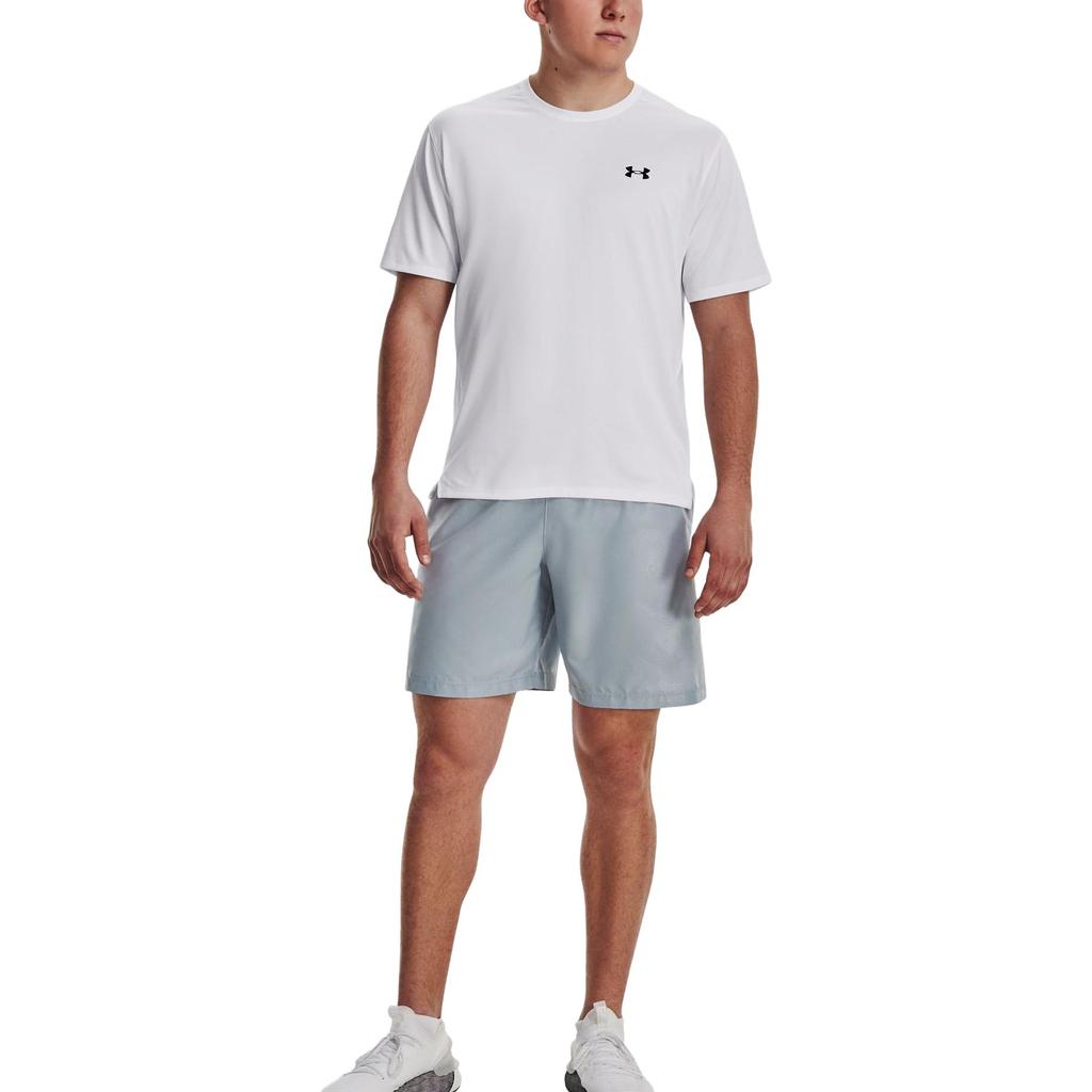Under Armour Logo Print Elastic Waist Mid Rise Fitted Straight Leg Casual Shorts Men Shorts Gray 1377137-465