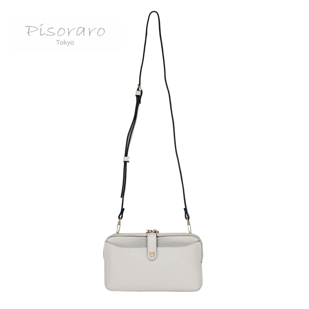 Pisoraro Wallet Shoulder with Smartphone PR184 IVORY [Pisoraro] Storage, Crossbody, Ivory, Multi-Functional