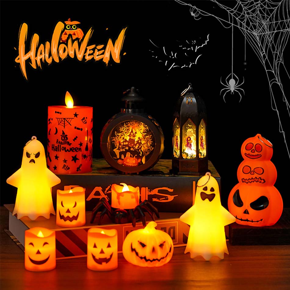 Felinar cu dovleac LED de Halloween Lampă cu lumină LED Recuzită pentru casă Bar Decor de Halloween Felinar LED Amenajare scenă Decorațiune pentru casă