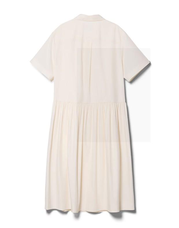 Hejiseu [His] Ivory Button-Down Short Sleeve Dress