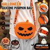 Halloween Pumpkin Silicone Crossbody Bag Waterproof Pumpkin Makeup Storage Purse With Ghost Printed Strap Party Cosplay Bag