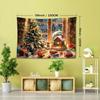 1pc European and American Style Christmas Indoor Tree Scene Snow House Gift Tapestry, Bohemian Home Living Room Bedroom Decoration Holiday Present wit