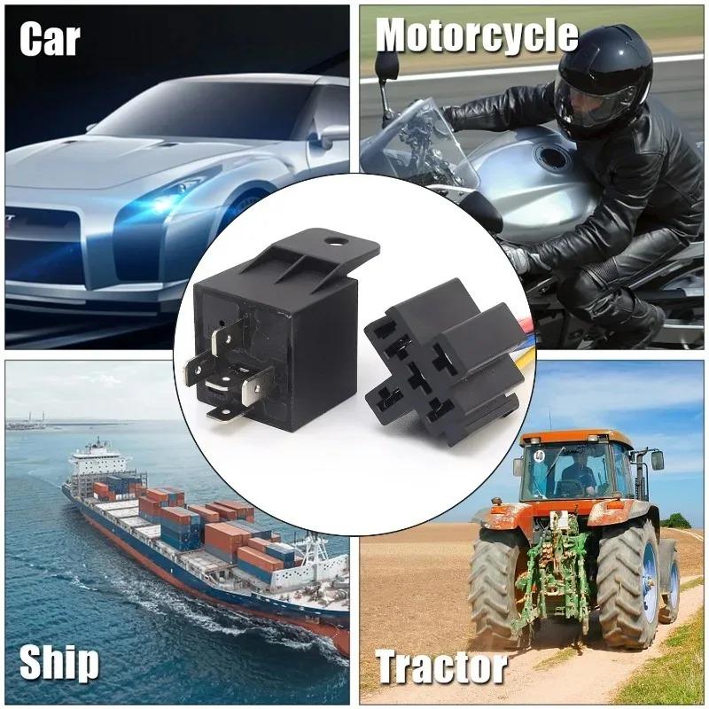 2PCS/Set 5 Pin Automotive Relay 12V 40A with Socket Wiring Harness SPDT Changeover Car Relay Kit with Black Red Copper Terminals