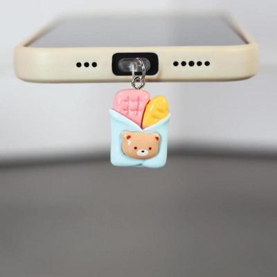 Cute Strawberry Cherry Fruit Phone Dust Plug Accessories Decoration For Iphone Type-C Port Hanging Pendant