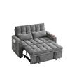 Um sofá-cama 3 em 1 com 142 cm de largura, função de reclinação, almofadas de assento e encosto macias como nuvens, duas almofadas lombares, arrumação, porta-copos