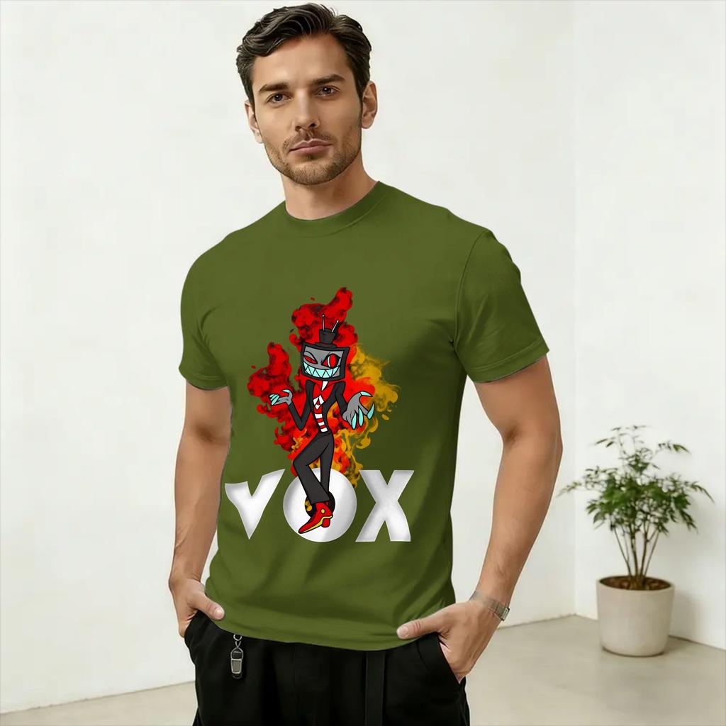 Unisex's Hazbins Hoteling Vox Solo Metal T Shirts  Pure Cotton Tops Novelty Short Sleeve Crew Neck Tee Shirt Printed T-Shirt