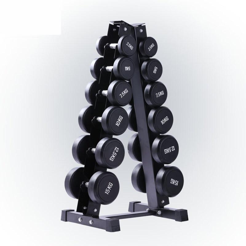 TieMuYun 105KG Rubber Encased Dumbbell Set with Double-Layer Rack