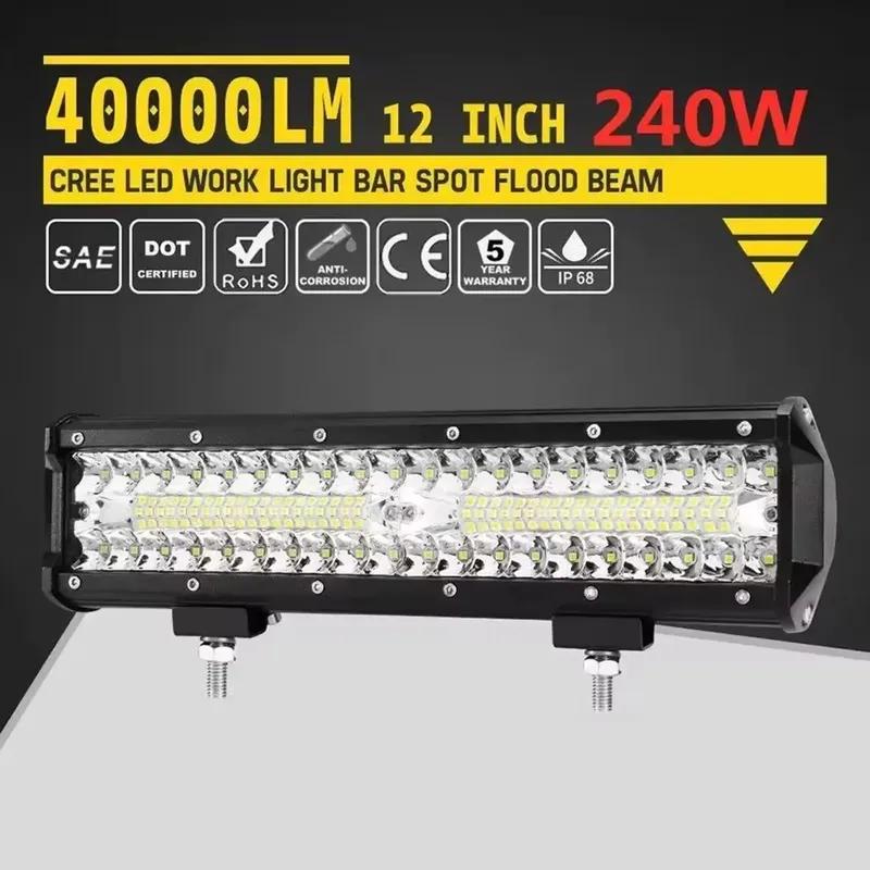 Car LED Light Bar Offroad 4x4 Spotlights Fog Lamp 12V 24V 3 Rows Headlight Truck Farm Tractor Boat SUV ATV Light Bar/work Light