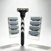 Mens Manual Shaving Razor With Non Slip Handle Sharp Smooth Blades Extra Refills For Daily Grooming Home Travel Use