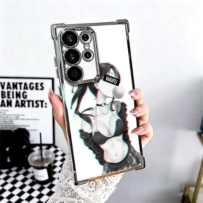 

Sugoi Senpai Waifu Kawaii Anime Girl Plating Phone Case For Samsung Galaxy S24 S25 FE S26 Edge S23 Ultra S22 S21 Plus S20 Anti-F Samsung S25 Ultra