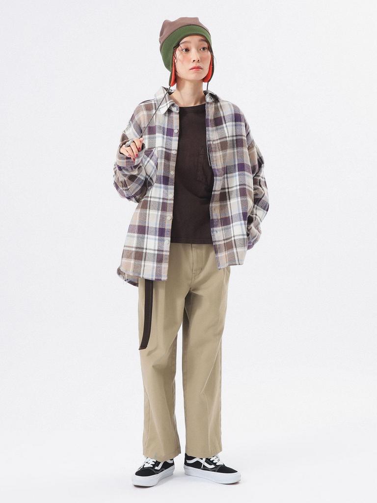 Beams Boy Women's Work Check Shirt, IVORY 2, L/S