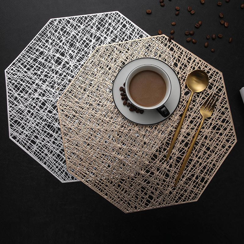 1Pc Large 38x38cm Octagonal Hollow Insulation Pad PVC Anti-scald Table Mat Restaurant Dinner Placemat Coaster