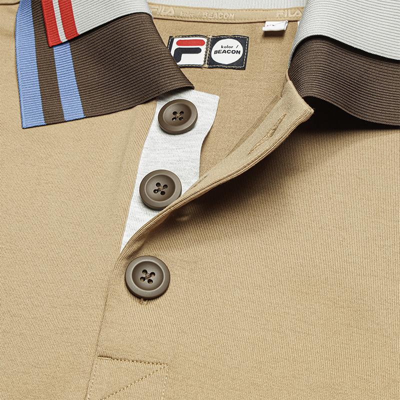 FILA × Kolor Beacon Fashion Minimalist Versatile Polo Shirt Men tops Wheat-Gold-Brown F11M636105FDK
